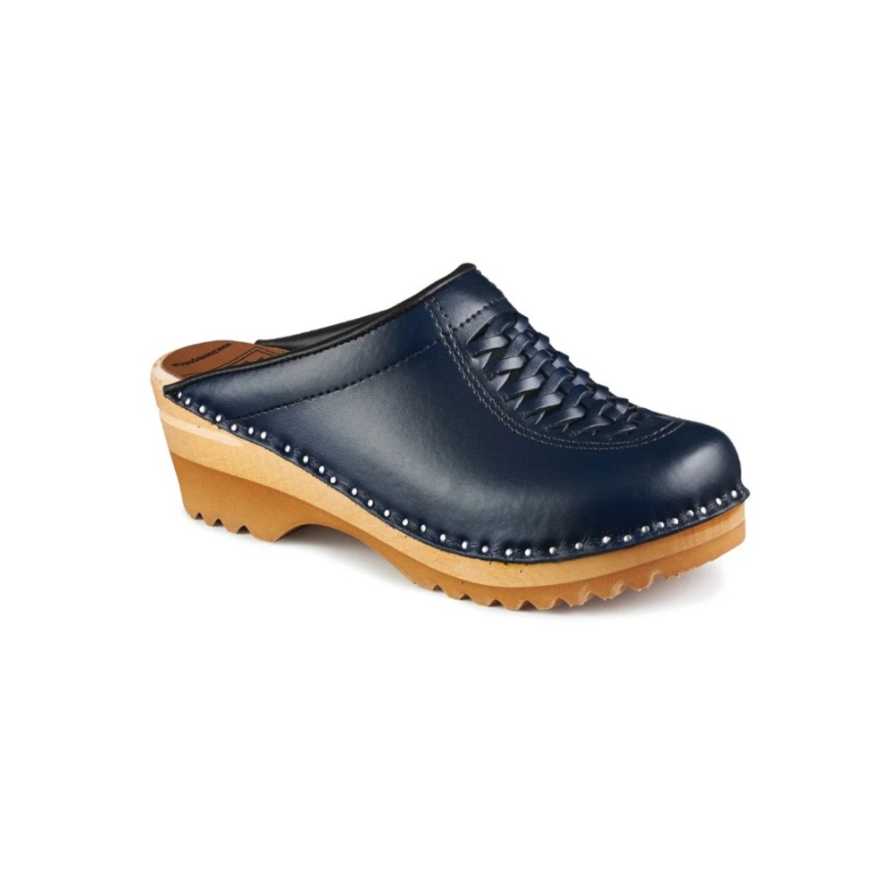 Women's Wright Dark Blue Leather Clogs